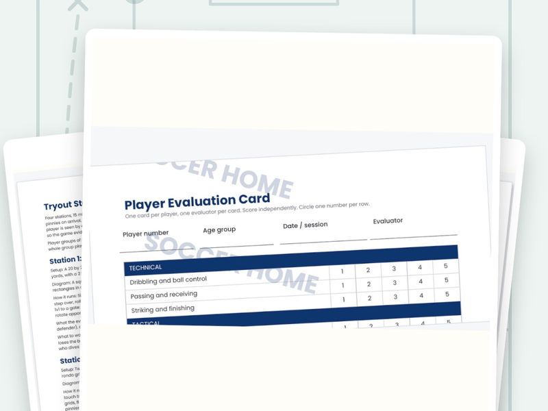 A player evaluation card from the tryout kit